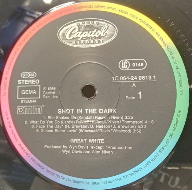 Great White – Shot In The Dark - Vinyl Schallplatte
