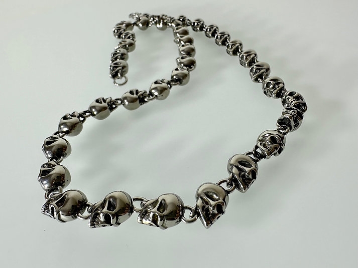 Totenkopf-Kette Edelstahl poliert