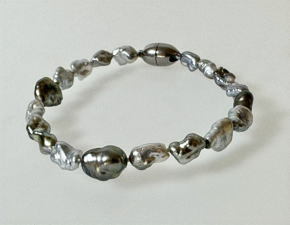 Herren Armband mit Keshi-Kulturperlen
