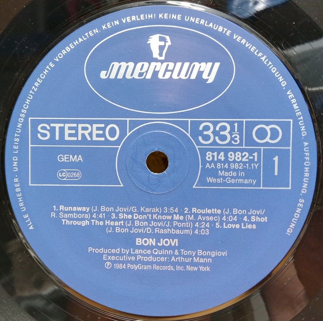 Bon Jovi - Debutalbum - Schallplatte Vinyl