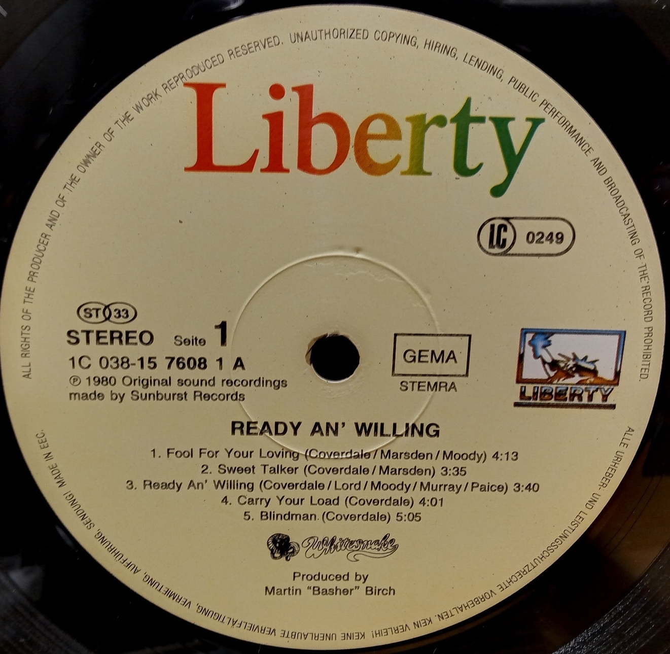 Whitesnake - Ready an' Willing - Schallplatte Vinyl