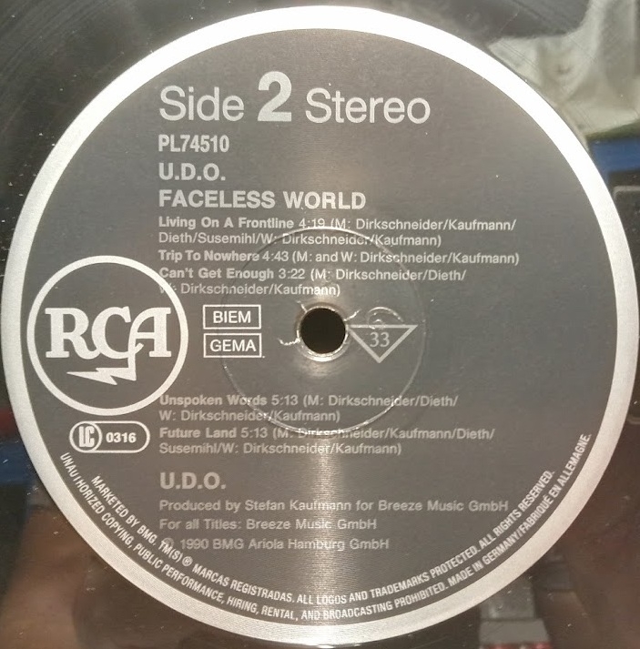 U.D.O. - Faceless World - Schallplatte Vinyl