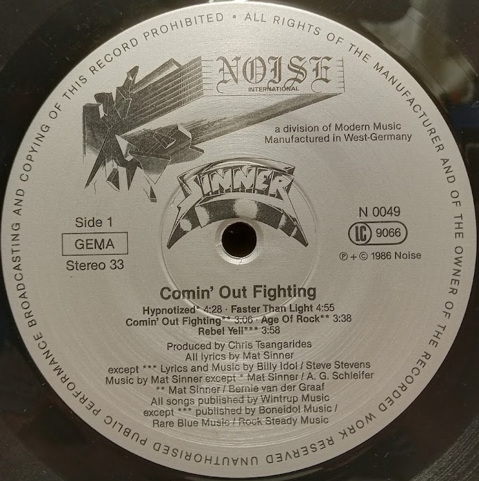 Sinner - Comin' Out Fighting - Schallplatte Vinyl